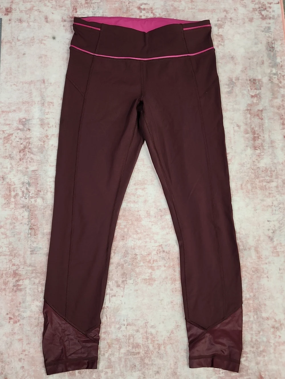 Lululemon Pace Queen Tight 7/8 Crop Bordeaux Drama Maroon Raspberry Pink Size 6